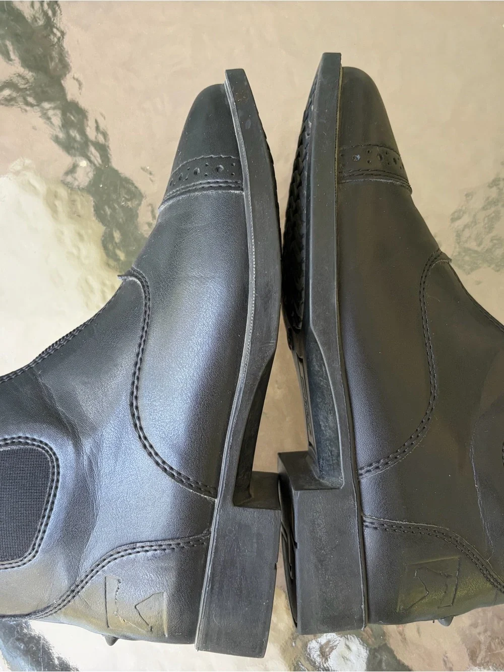 RIDING Sport BY DOVER SADDLERY Black Zipped Front leather Boots SIZE 6 Preowned